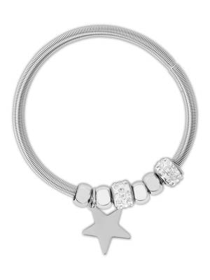 Adjustable star charm design snake bracelet in silver tone for women  2