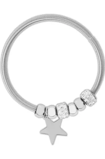 Adjustable star charm design snake bracelet in silver tone for women 