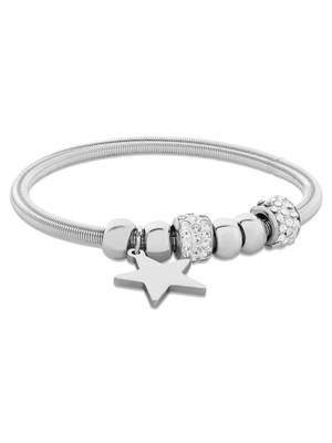 Adjustable star charm design snake bracelet in silver tone for women  3