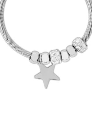 Adjustable star charm design snake bracelet in silver tone for women  4