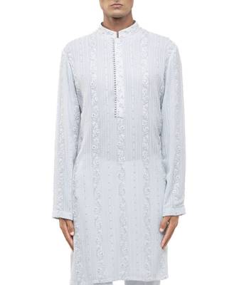 Blue embroidered georgette kurta set 5