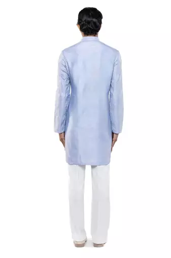 Blue embroidered silk kurta set