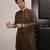 Brown embroidered organza kurta set