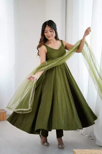 New Designer Anarkali Suit Fully Flair Gown Suit Set With Dupatta 