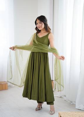 New Designer Anarkali Suit Fully Flair Gown Suit Set With Dupatta  2