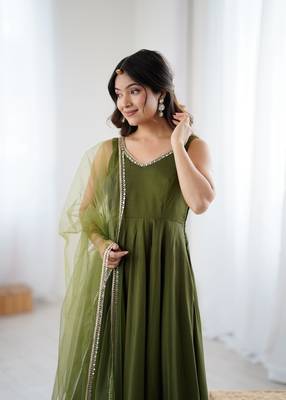 New Designer Anarkali Suit Fully Flair Gown Suit Set With Dupatta  4