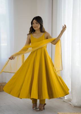 Yellow Color Anarkali Suit Set Beautiful Gown Suit Set Festival Wear Suit 1