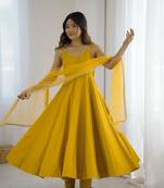Yellow Color Anarkali Suit Set Beautiful Gown Suit Set Festival Wear Suit