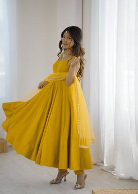 Yellow Color Anarkali Suit Set Beautiful Gown Suit Set Festival Wear Suit 2