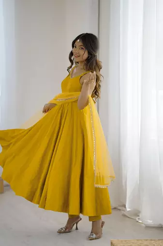 Yellow Color Anarkali Suit Set Beautiful Gown Suit Set Festival Wear Suit