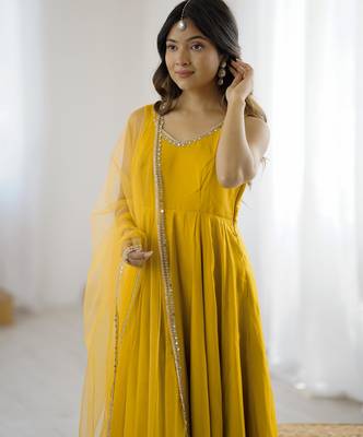 Yellow Color Anarkali Suit Set Beautiful Gown Suit Set Festival Wear Suit 3