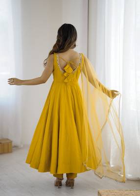 Yellow Color Anarkali Suit Set Beautiful Gown Suit Set Festival Wear Suit 4