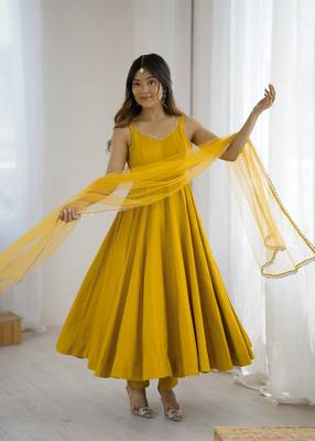 Yellow Color Anarkali Suit Set Beautiful Gown Suit Set Festival Wear Suit 5