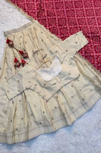 New Designer Embroidered Soft Chinnon Silk Lehenga Choli Set For Women's