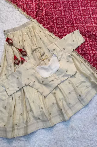 New Designer Embroidered Soft Chinnon Silk Lehenga Choli Set For Women's