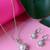 Silver plated cz american diamond chain pendent necklace with earrings jewellery set for women