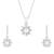 Silver plated cz american diamond chain pendent necklace with earrings jewellery set for women