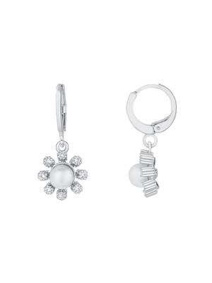 Silver plated cz american diamond chain pendent necklace with earrings jewellery set for women 4