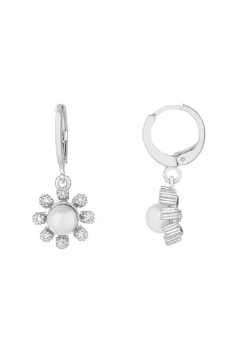 Silver plated cz american diamond chain pendent necklace with earrings jewellery set for women