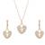 Rose gold plated glittering american diamond cz zircon chain pendent necklace with earrings set for women