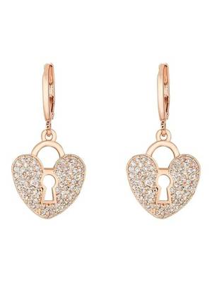 Rose gold plated glittering american diamond cz zircon chain pendent necklace with earrings set for women 5