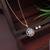 Rose gold plated american diamond cz zircon chain pendent necklace with earrings set for women