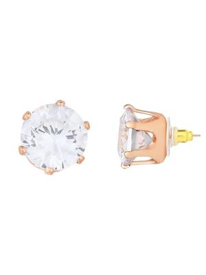 Rose gold plated american diamond cz zircon chain pendent necklace with earrings set for women 5