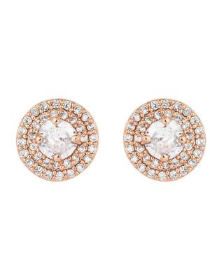 Rose gold plated cz american diamond hain pendent necklace with earrings set for women 5
