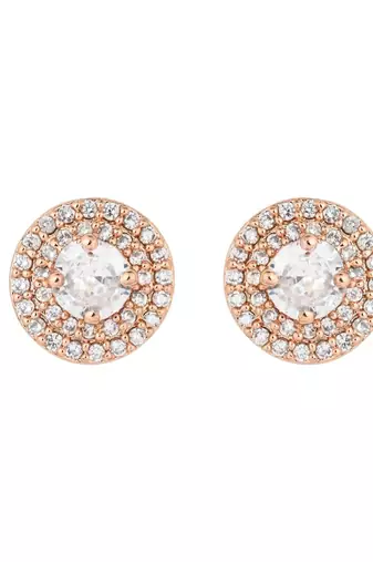 Rose gold plated cz american diamond hain pendent necklace with earrings set for women