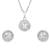 Cz american diamond chain pendent necklace with earrings set for women (silver)