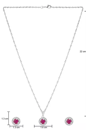 Latest stylish silver plated cz american diamond teardrop pendant necklace & earrings set for women 