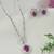 Latest stylish silver plated cz american diamond pendant necklace & earrings set for women (ch62zq)