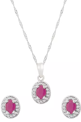Latest stylish silver plated cz american diamond pendant necklace & earrings set for women 