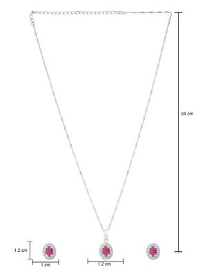 Latest stylish silver plated cz american diamond pendant necklace & earrings set for women  5