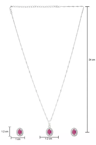 Latest stylish silver plated cz american diamond pendant necklace & earrings set for women 