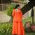 Orange leheriya embroidered kurta with palazo