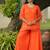 Orange leheriya embroidered kurta with palazo
