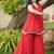 Red leheriya bandhani angarakha kurta with palazo