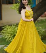 Light green leheriya bandhani long dress