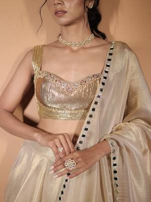 Ivory embroidered tissue Lehenga 2