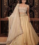 Ivory embroidered tissue Lehenga