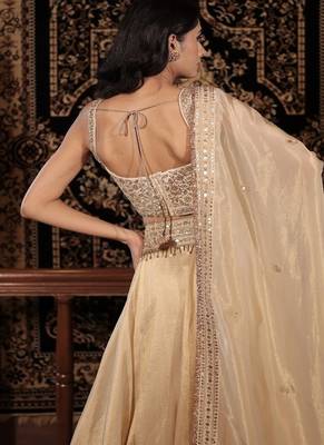 Ivory embroidered tissue Lehenga 2