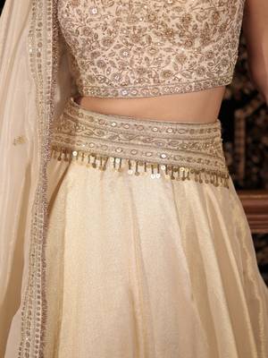 Ivory embroidered tissue Lehenga 3