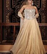 gold embroidered tissue Lehenga