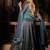 teal-blue embroidered silk Lehenga
