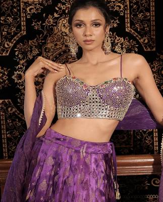 purple embroidered silk Lehenga 2