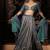 teal-blue embroidered silk Lehenga