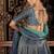 teal-blue embroidered silk Lehenga