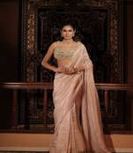 Gold plain tissue  saree