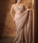 Ivory plain tissue  saree